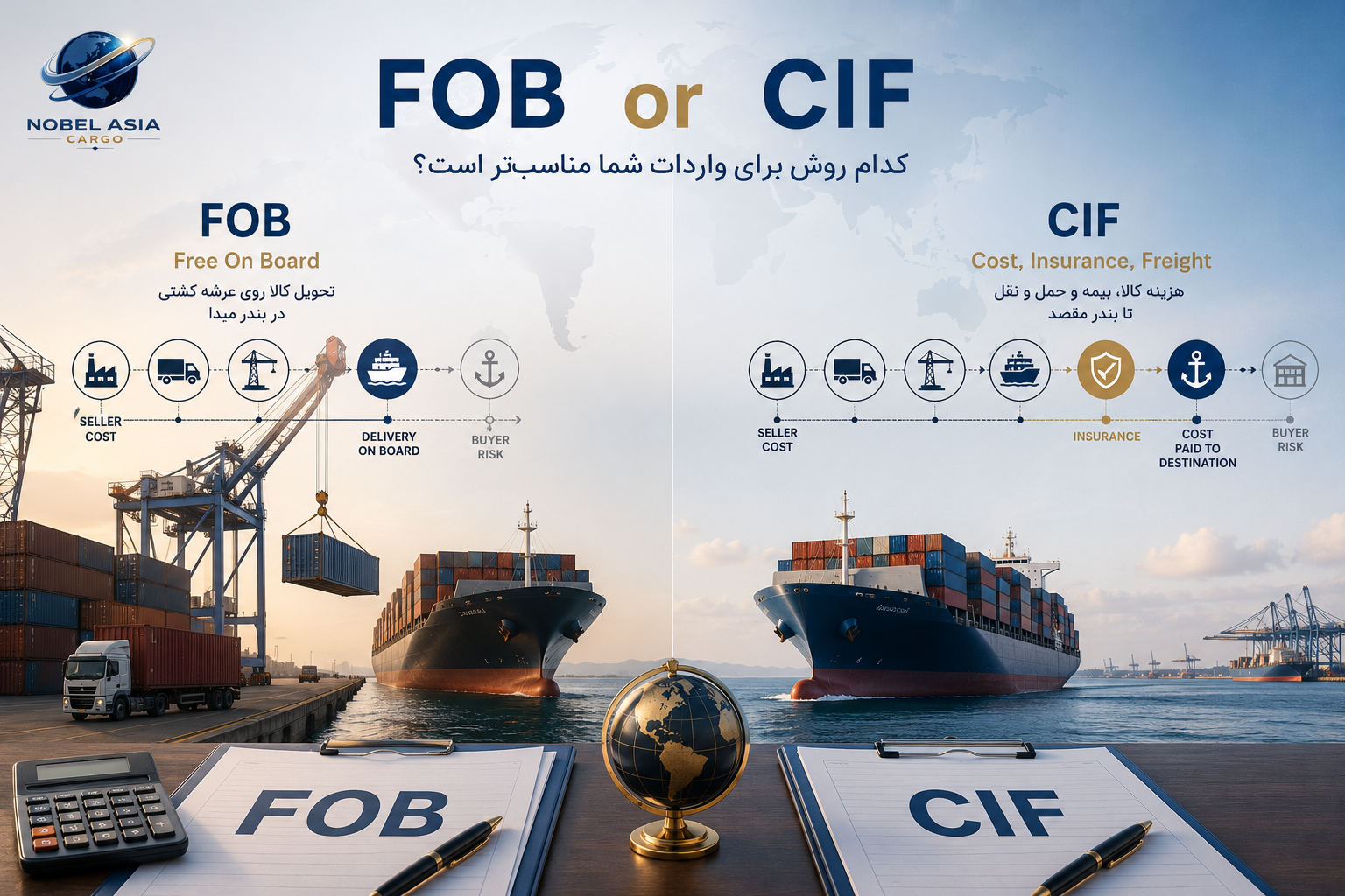 FOB یا CIF؟ کدام روش برای واردات کالا مناسب‌تر است؟